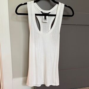 BCBGMaxAzria White Ribbed Racerback Tank Top